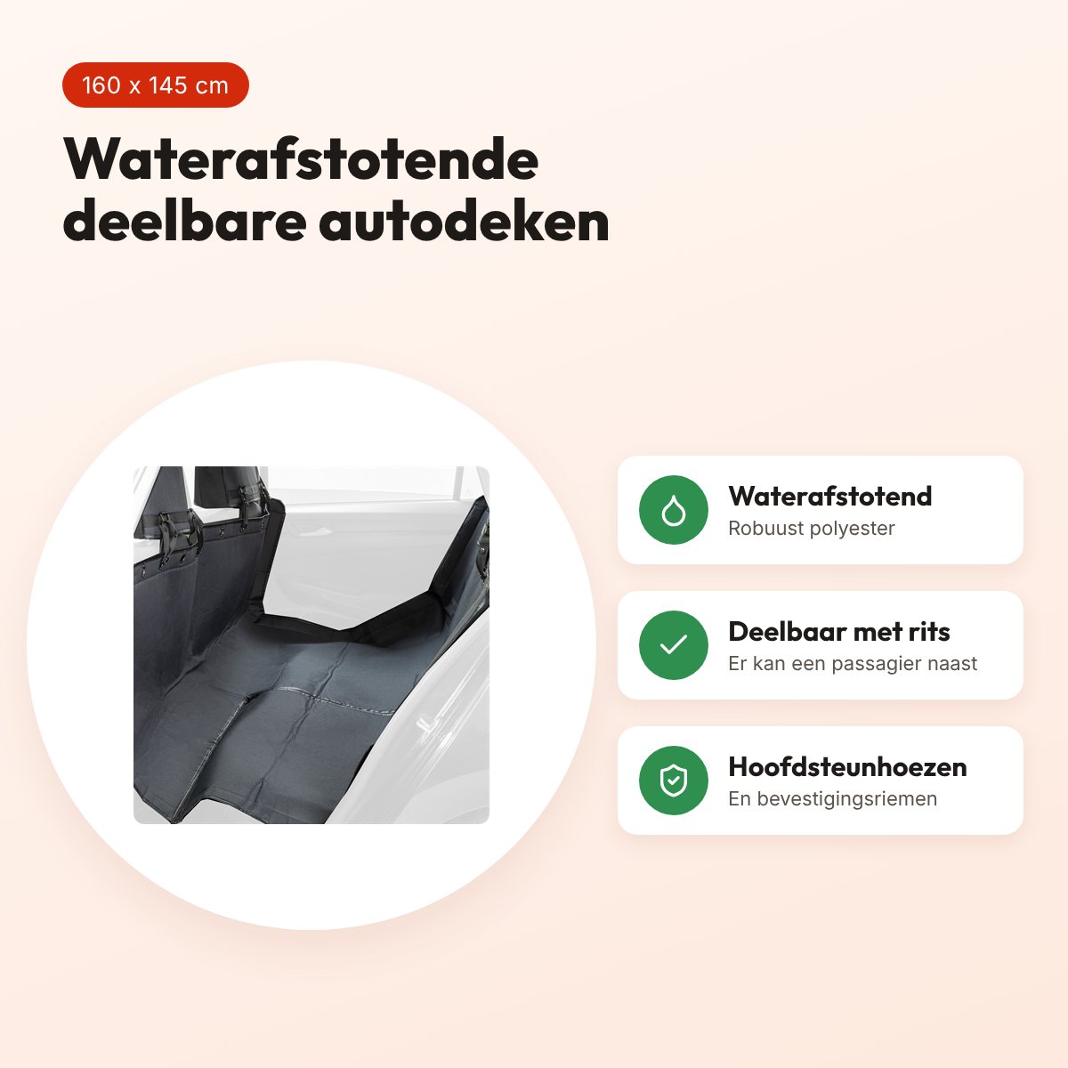 Trixie autobeschermdeken deelbaar zwart 160 x 145 cm – waterafstotend – voordelen