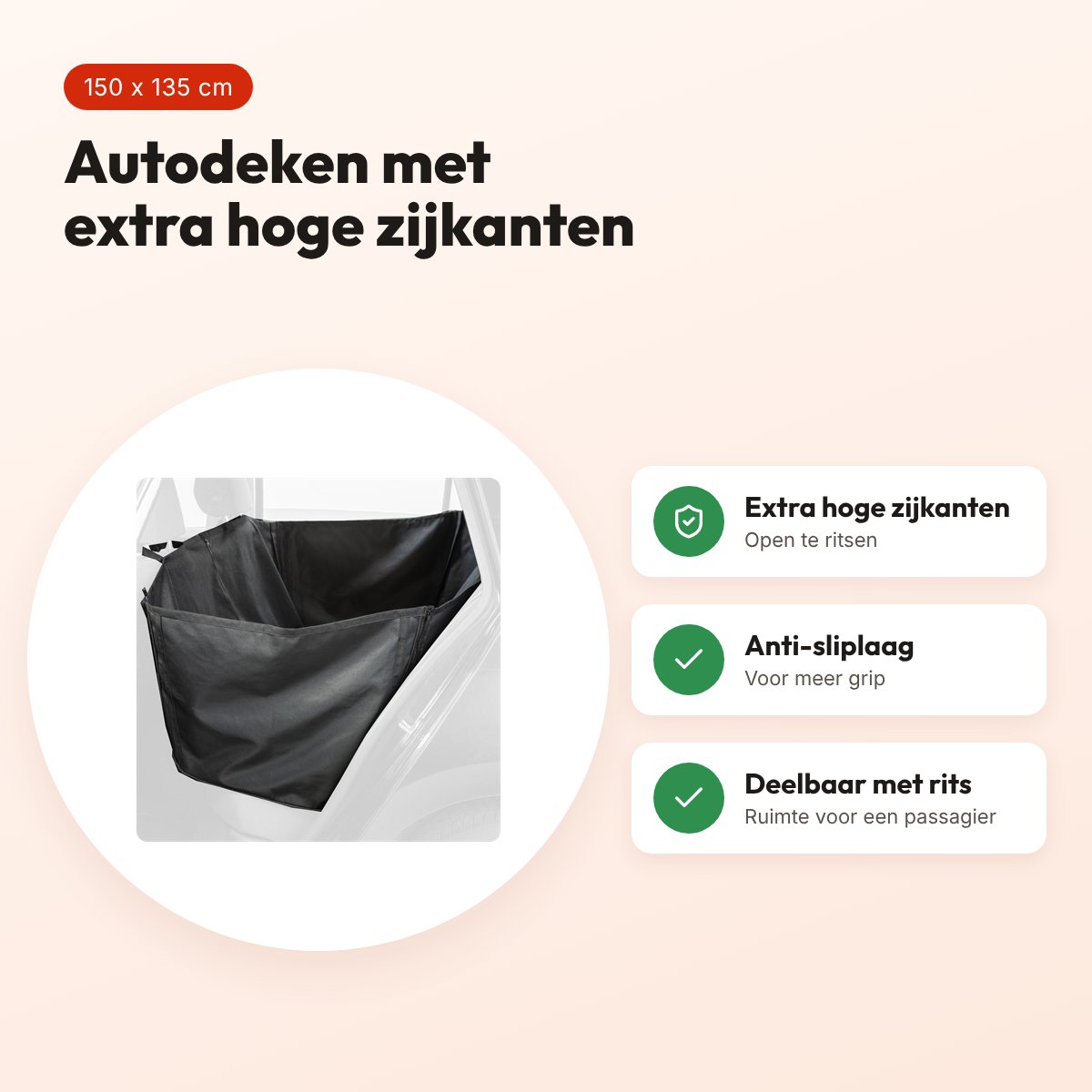 Trixie autobeschermdeken met zijdelen deelbaar zwart 150 x 135 cm – voordelen