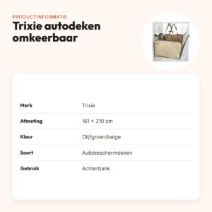 Trixie autobeschermdeken omkeerbare hoes olijfgroen/beige 161 x 210 cm – productinformatie