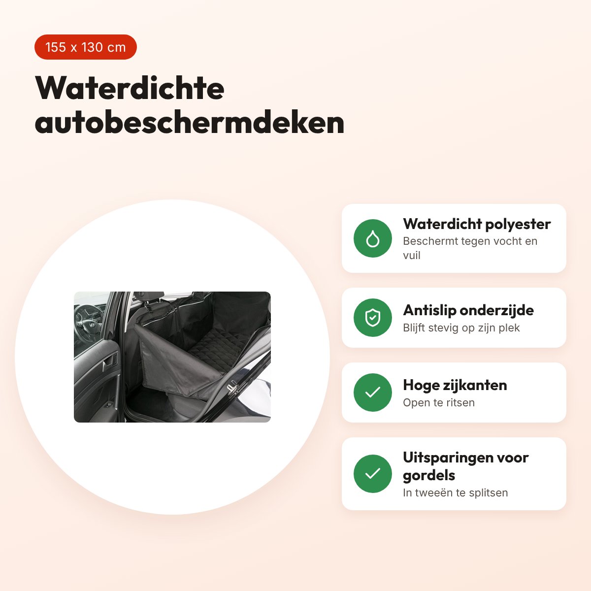 Trixie autobeschermdeken zwart 155 x 130 cm – waterdicht, antislip – voordelen