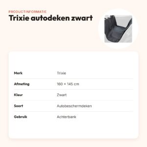 Trixie autobeschermdeken zwart 160 x 145 cm – zitting en rugleuning – productinformatie
