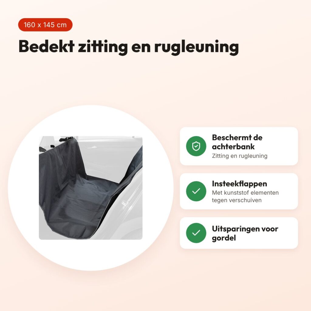 Trixie autobeschermdeken zwart 160 x 145 cm – zitting en rugleuning – voordelen