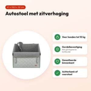 Trixie autostoel hond grijs 41 x 28,5 x 32 cm – honden tot 10 kg – voordelen