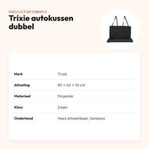 Trixie autostoel kussen dubbel zwart 95 x 50 x 10 cm – hoge randen – productinformatie