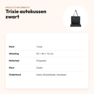 Trixie autostoel kussen zwart 61 x 50 x 10 cm – gevoerde randen – productinformatie