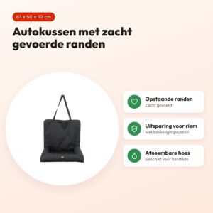 Trixie autostoel kussen zwart 61 x 50 x 10 cm – gevoerde randen – voordelen