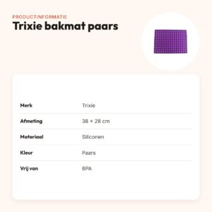 Trixie bakmat dierensnacks siliconen paars 38 x 28 cm – BPA-vrij – productinformatie