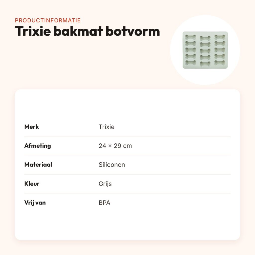 Trixie bakmat hondensnacks botvorm siliconen grijs 24 x 29 cm – BPA-vrij – productinformatie
