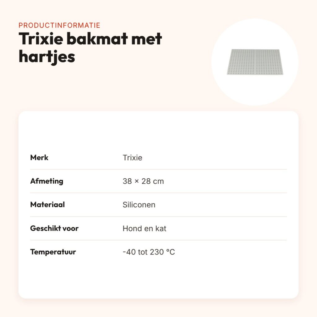 Trixie bakmat met hartjes 38 x 28 cm – siliconen, voor hond en kat – productinformatie