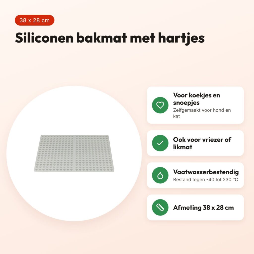 Trixie bakmat met hartjes 38 x 28 cm – siliconen, voor hond en kat – voordelen