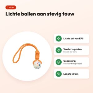 Trixie bal aan touw Light & Strong wit/meerkleurig 40 cm – 3 stuks – voordelen
