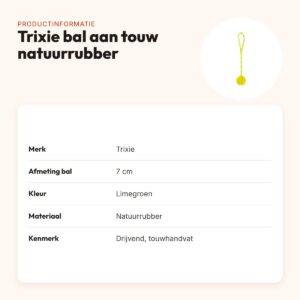 Trixie bal aan touw natuurrubber limegroen 7 cm – drijvend – productinformatie
