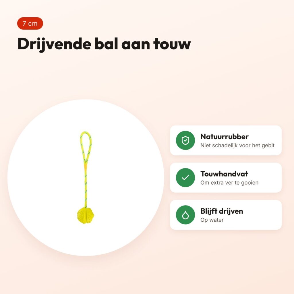 Trixie bal aan touw natuurrubber limegroen 7 cm – drijvend – voordelen