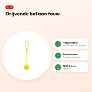 Trixie bal aan touw natuurrubber limegroen 7 cm – drijvend – voordelen
