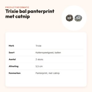 Trixie bal met ogen panterprint met catnip 5,5 cm – 2 stuks – productinformatie