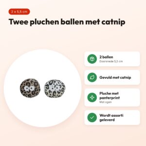 Trixie bal met ogen panterprint met catnip 5,5 cm – 2 stuks – voordelen