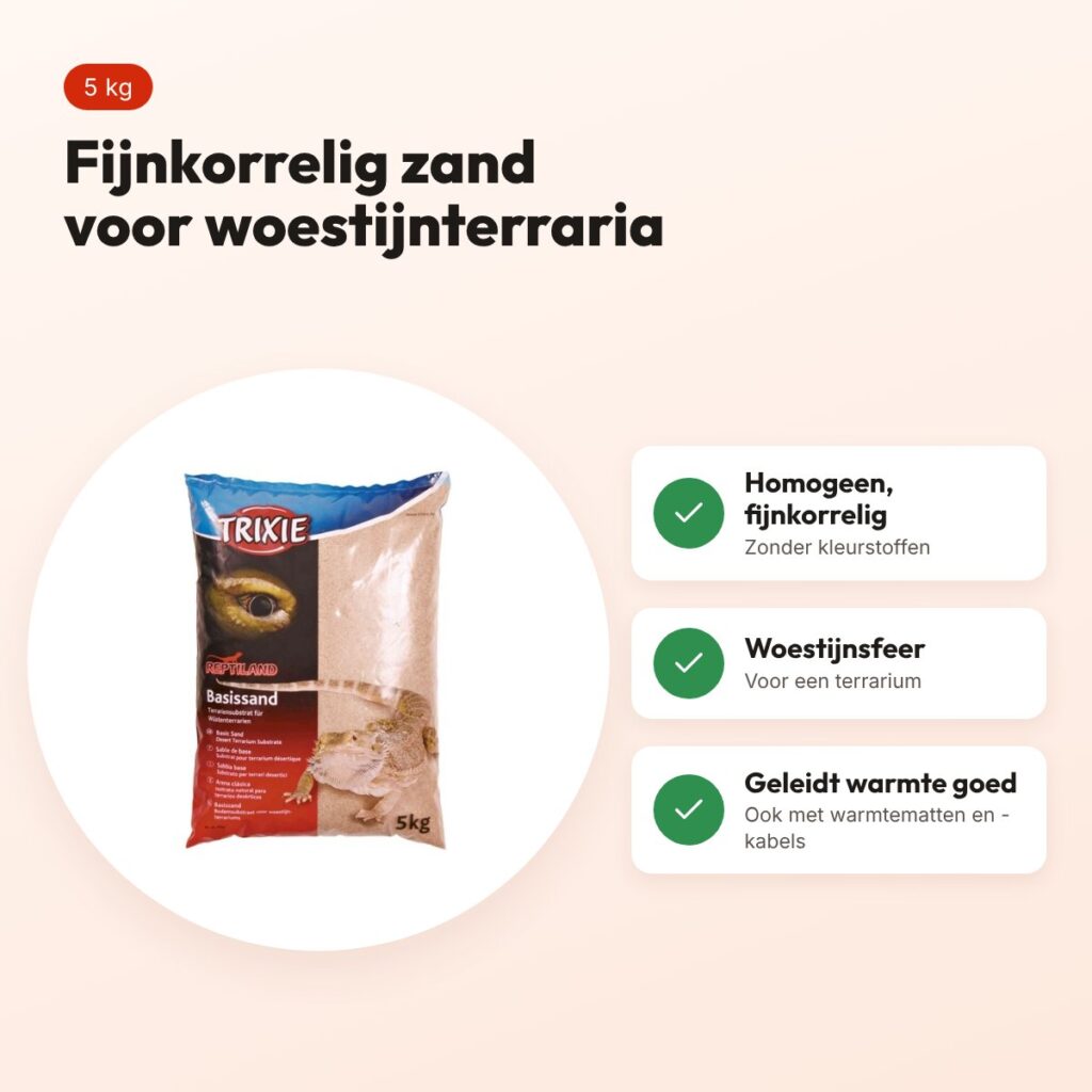 Trixie basiszand woestijnterrarium geel 5 kg – fijnkorrelig terrariumzand – voordelen