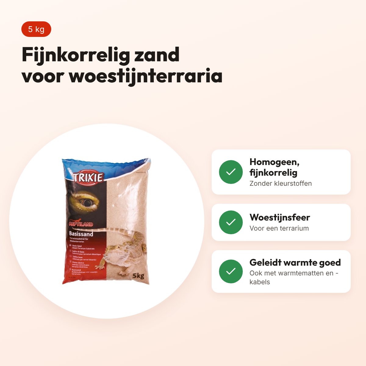 Trixie basiszand woestijnterrarium geel 5 kg – fijnkorrelig terrariumzand – voordelen