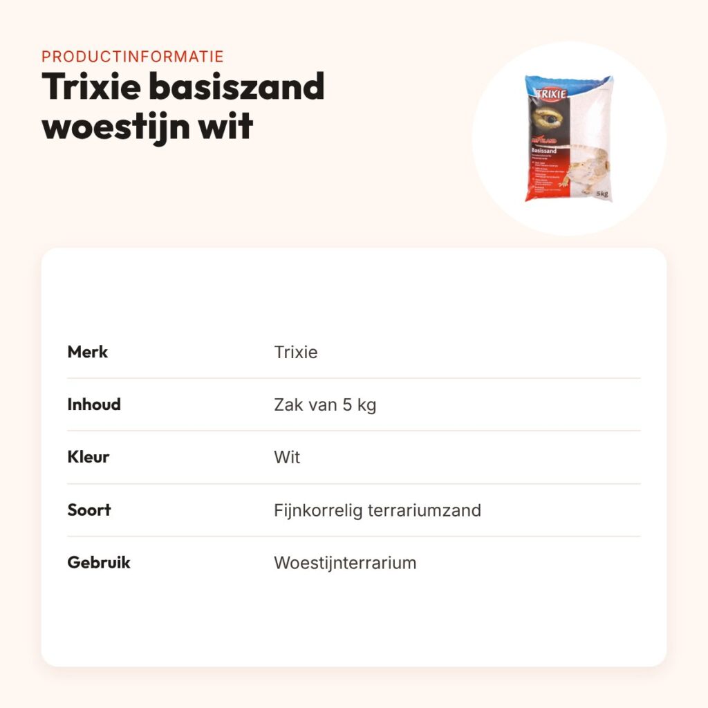Trixie basiszand woestijnterrarium wit 5 kg – fijnkorrelig terrariumzand – productinformatie