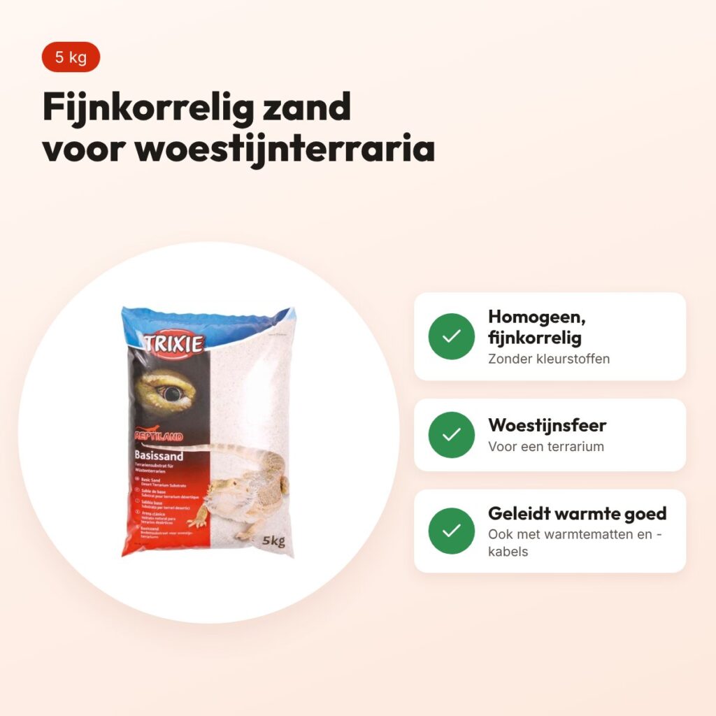 Trixie basiszand woestijnterrarium wit 5 kg – fijnkorrelig terrariumzand – voordelen