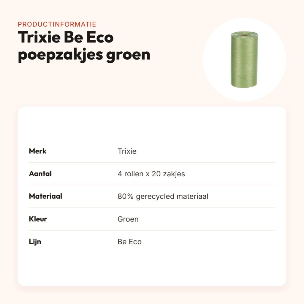 Trixie Be Eco hondenpoepzakjes groen 4 x 20 stuks – 80% gerecycled – productinformatie