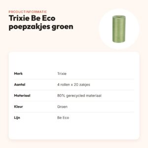 Trixie Be Eco hondenpoepzakjes groen 4 x 20 stuks – 80% gerecycled – productinformatie