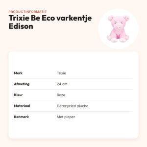 Trixie Be Eco varkentje Edison roze 24 cm – pluche hondenknuffel – productinformatie