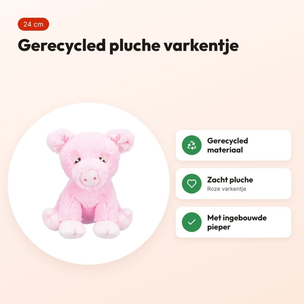Trixie Be Eco varkentje Edison roze 24 cm – pluche hondenknuffel – voordelen