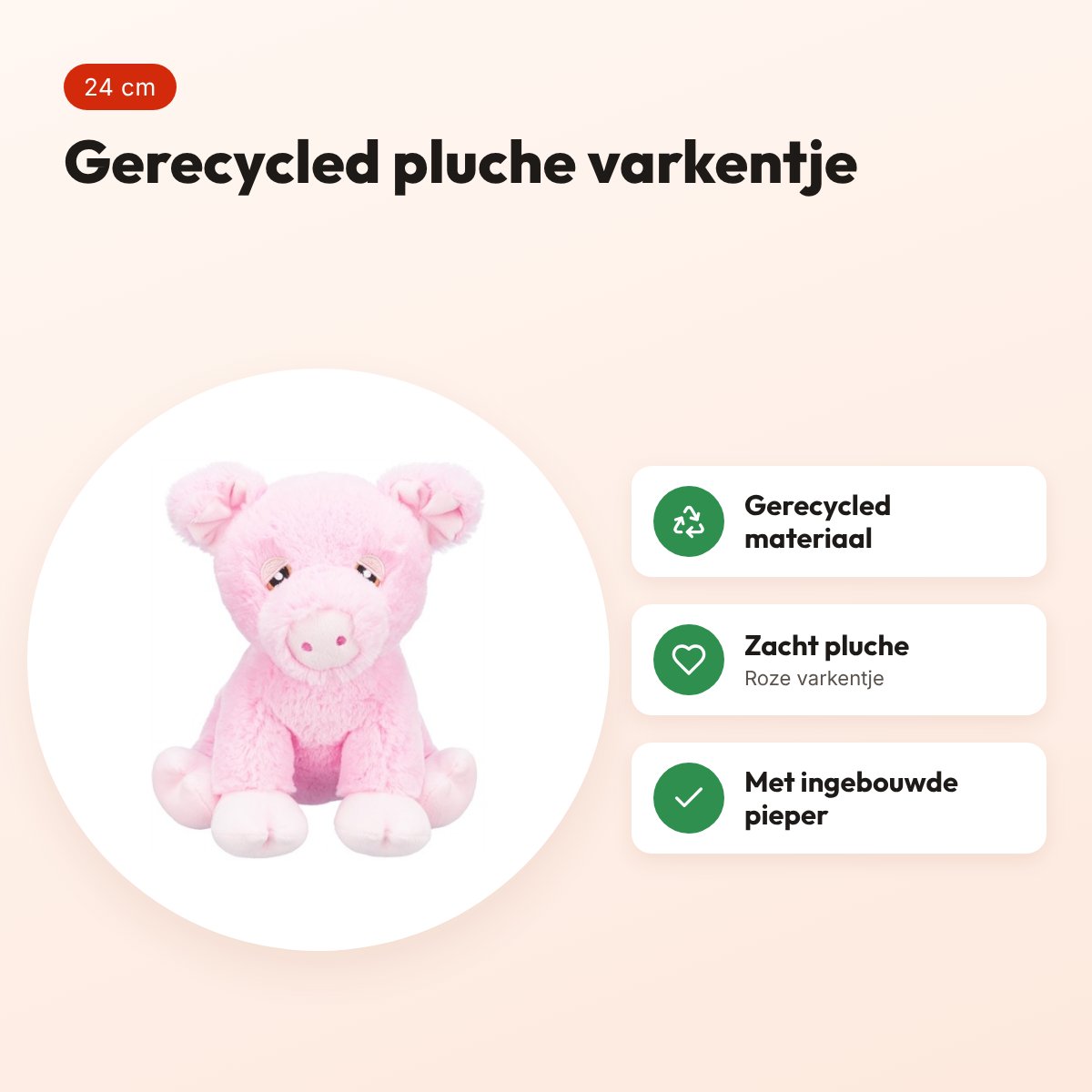 Trixie Be Eco varkentje Edison roze 24 cm – pluche hondenknuffel – voordelen