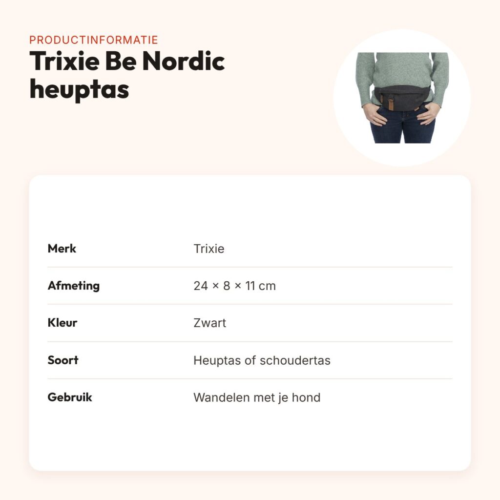 Trixie Be Nordic heuptas zwart 24 x 8 x 11 cm – verstelbare riem – productinformatie