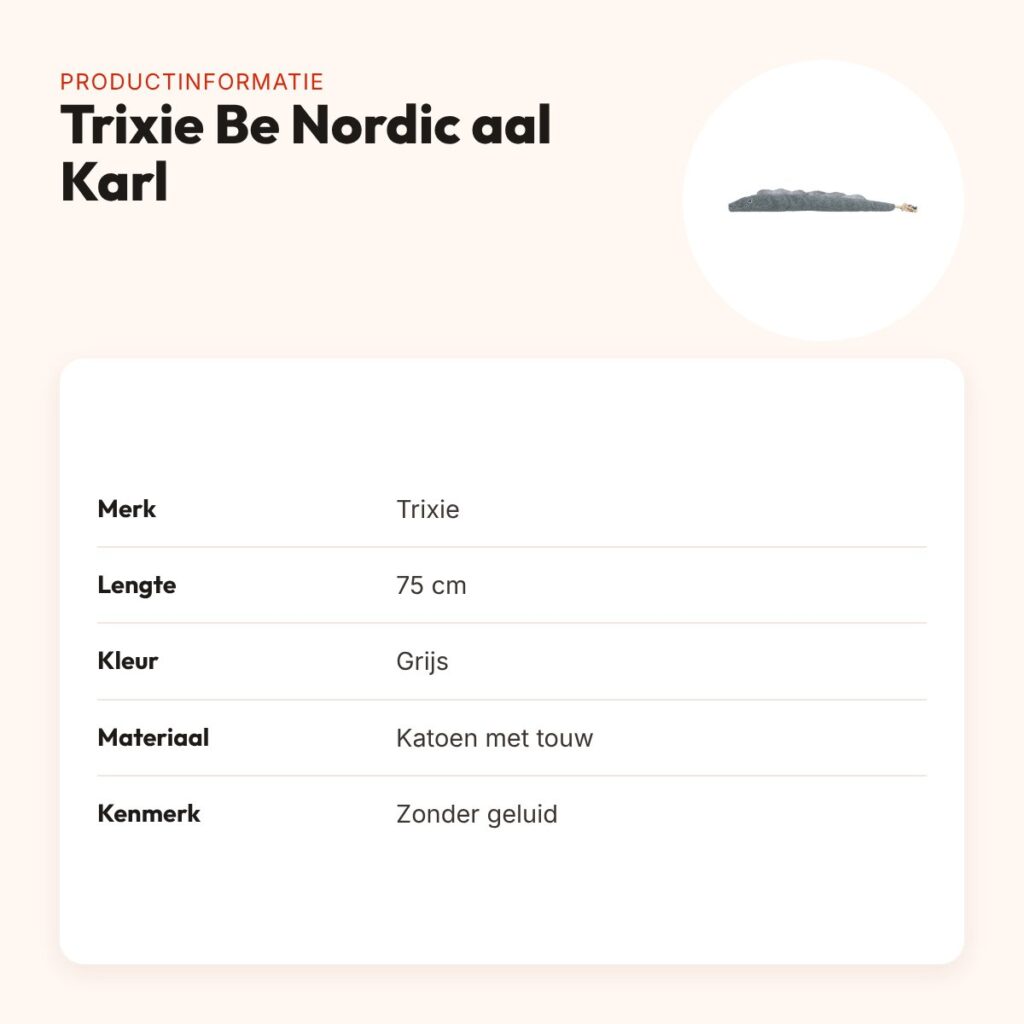 Trixie Be Nordic hondenknuffel aal Karl grijs 75 cm – katoen met touw – productinformatie