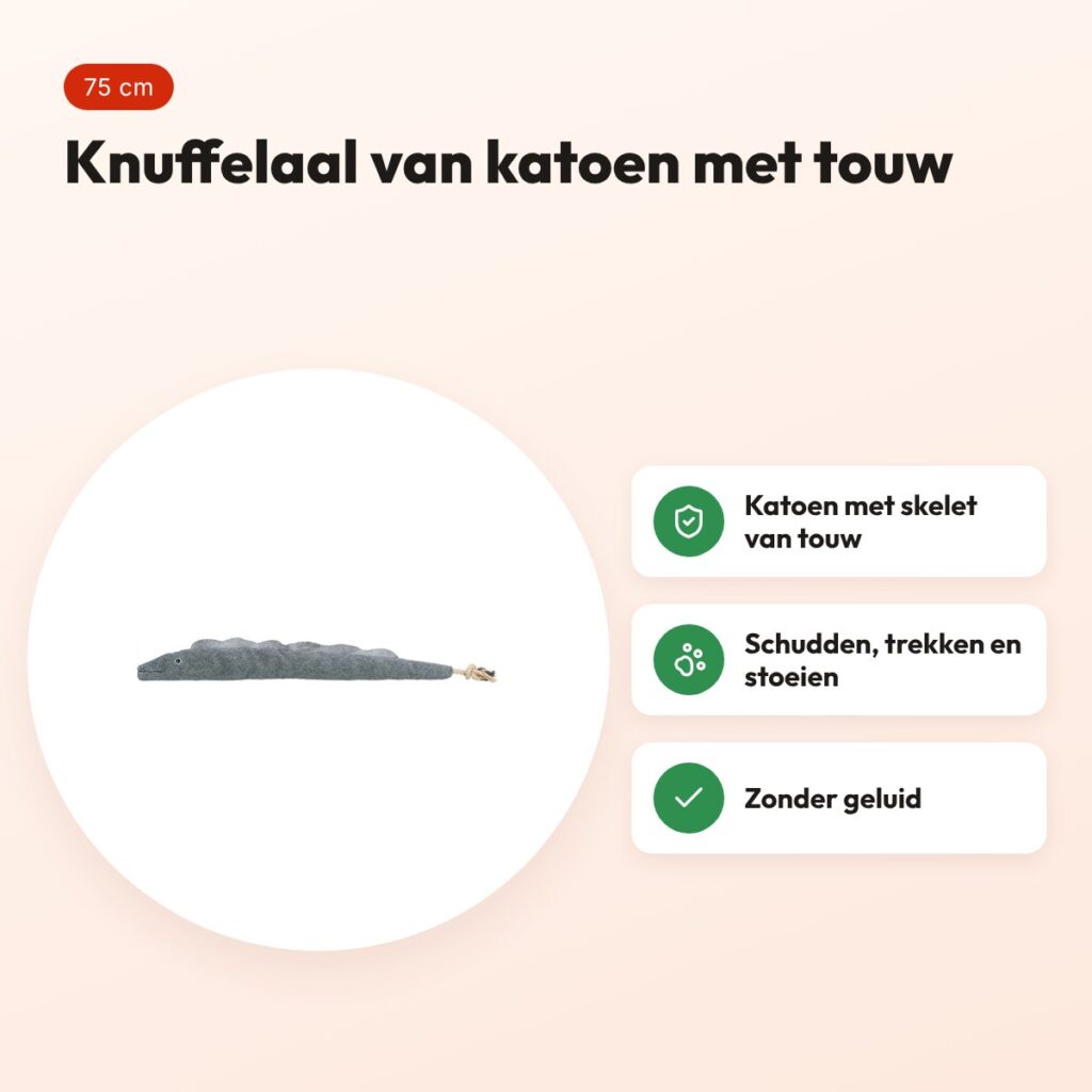 Trixie Be Nordic hondenknuffel aal Karl grijs 75 cm – katoen met touw – voordelen