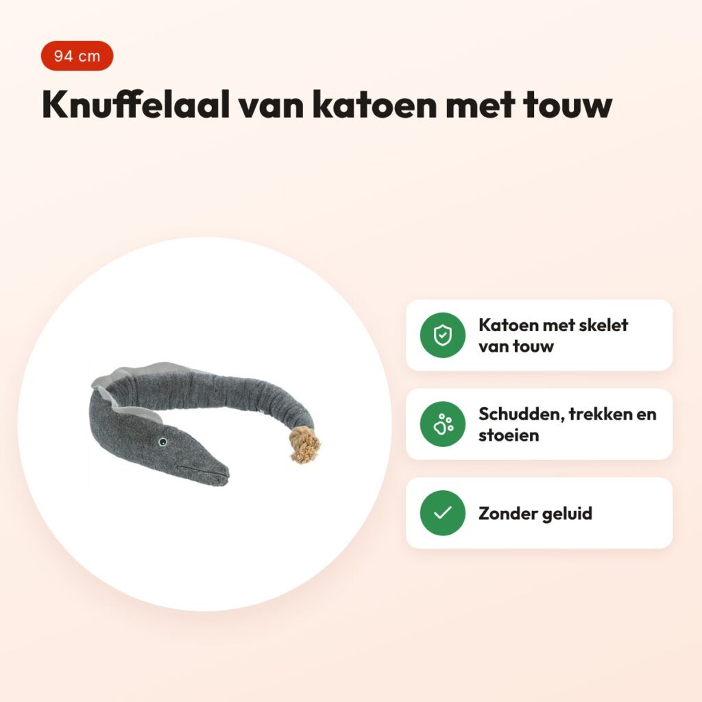 Trixie Be Nordic hondenknuffel aal Karl grijs 94 cm – katoen met touw – voordelen