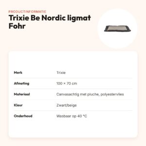 Trixie Be Nordic hondenligmat Fohr zwart/beige 100 x 70 cm – antislip – productinformatie