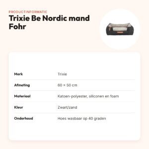 Trixie Be Nordic hondenmand Fohr zwart/zand 60 x 50 cm – antislip – productinformatie