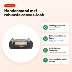 Trixie Be Nordic hondenmand Fohr zwart/zand 80 x 60 cm – antislip – voordelen