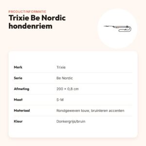Trixie Be Nordic hondenriem verstelbaar donkergrijs/bruin 200 x 0,8 cm – productinformatie