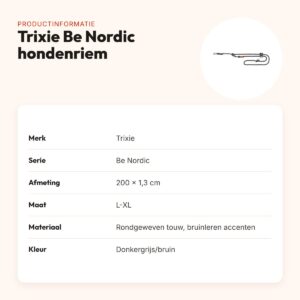 Trixie Be Nordic hondenriem verstelbaar donkergrijs/bruin 200 x 1,3 cm – productinformatie