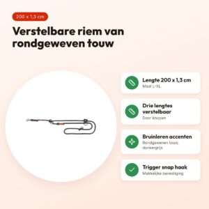 Trixie Be Nordic hondenriem verstelbaar donkergrijs/bruin 200 x 1,3 cm – voordelen