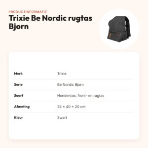 Trixie Be Nordic hondentas rugtas Bjorn zwart 35 x 40 x 20 cm – productinformatie