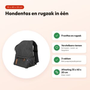Trixie Be Nordic hondentas rugtas Bjorn zwart 35 x 40 x 20 cm – voordelen