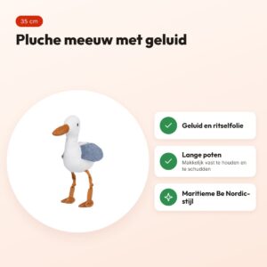 Trixie Be Nordic meeuw Hinnerk 35 cm – pluche met geluid en ritselfolie – voordelen