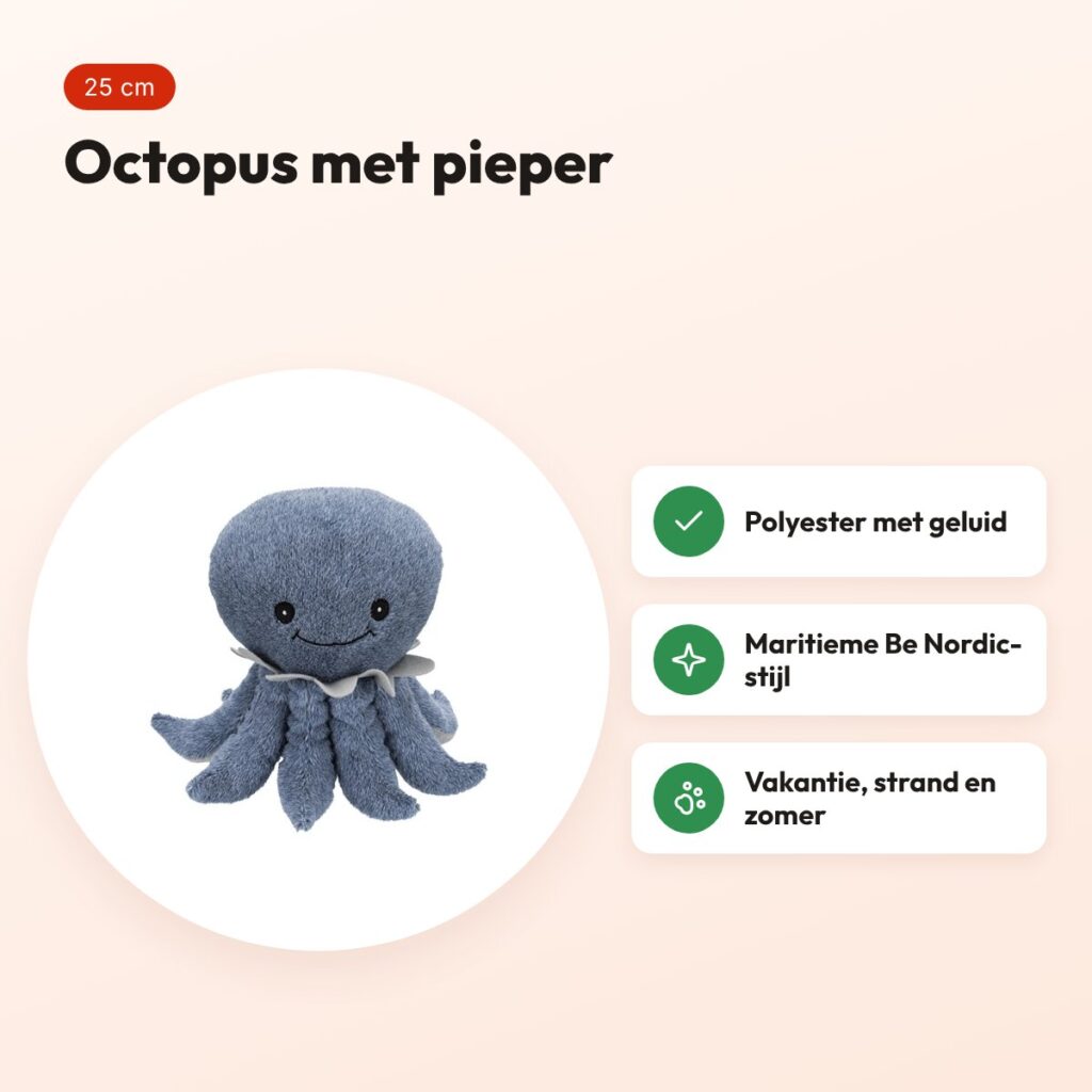Trixie Be Nordic octopus Ocke 25 cm – polyester met pieper – voordelen
