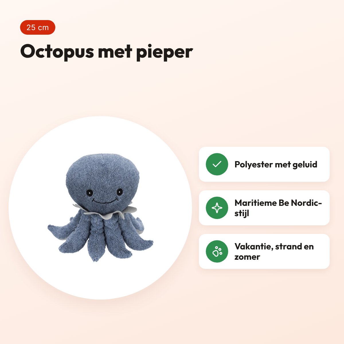 Trixie Be Nordic octopus Ocke 25 cm – polyester met pieper – voordelen