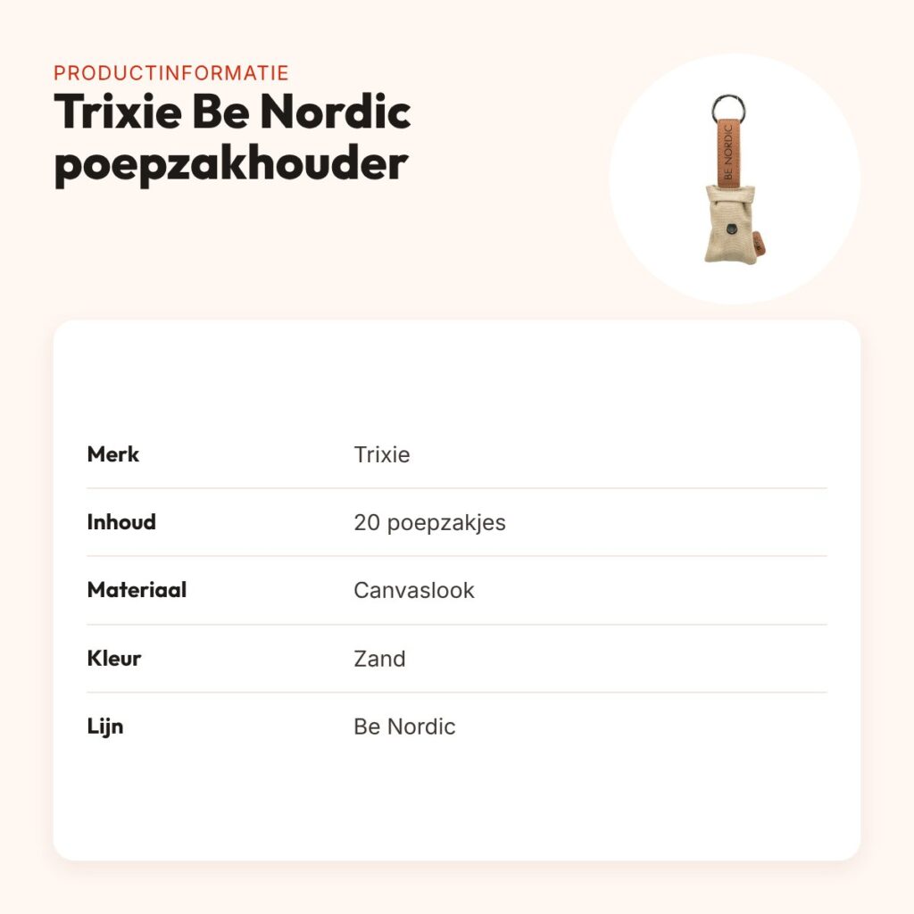 Trixie Be Nordic poepzakhouder zand – canvaslook, met 20 poepzakjes – productinformatie