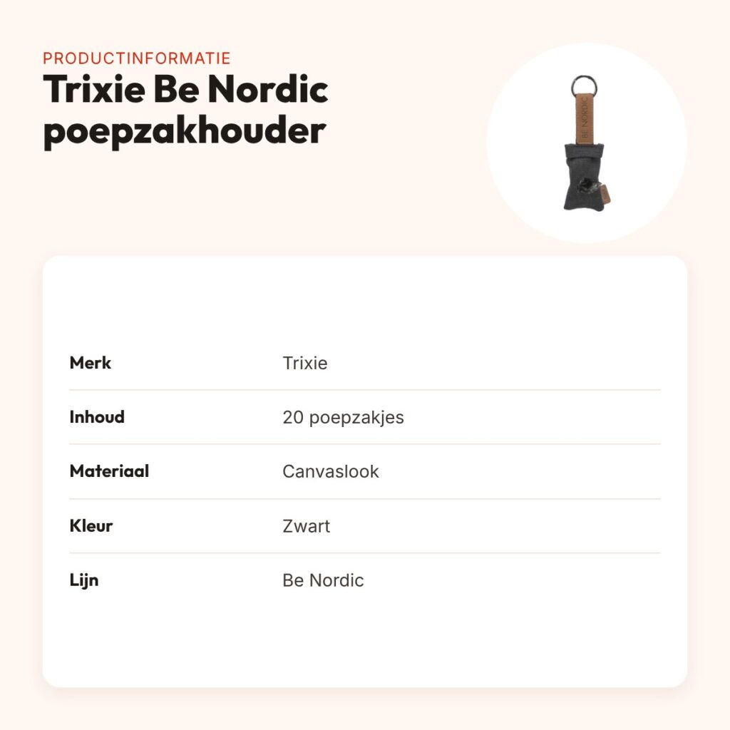 Trixie Be Nordic poepzakhouder zwart – canvaslook, met 20 poepzakjes – productinformatie