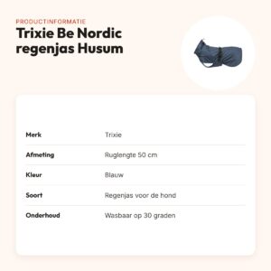 Trixie Be Nordic regenjas Husum blauw 50 cm – met col en buikflap – productinformatie