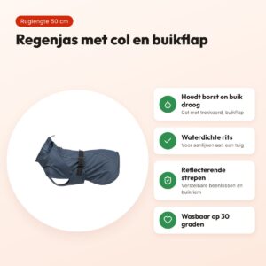 Trixie Be Nordic regenjas Husum blauw 50 cm – met col en buikflap – voordelen