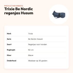 Trixie Be Nordic regenjas Husum blauw 62 cm – met col en buikflap – productinformatie