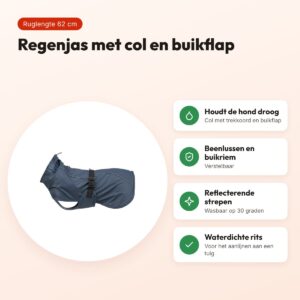 Trixie Be Nordic regenjas Husum blauw 62 cm – met col en buikflap – voordelen